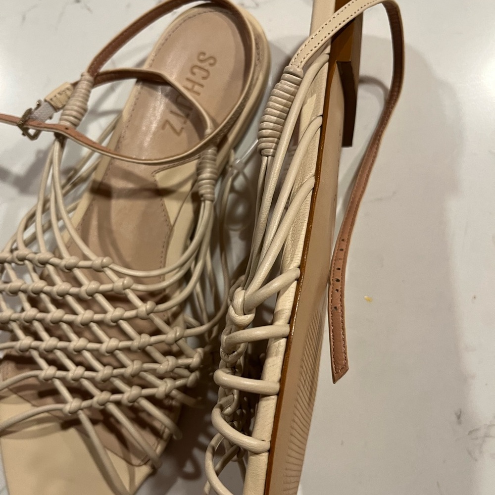 New Bone Leather Schutz Tinah woven flat sandals Size 10 - Picture 6 of 6